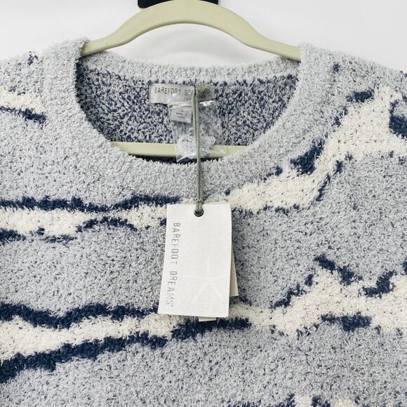 NEW Barefoot Dreams Ocean Zebra CozyChic Seaside CrewNeck Pullover Sweater Small - Picture 13 of 14